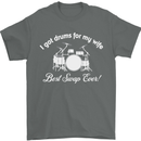 Drums for My Wife Drummer Drumming Mens T-Shirt Cotton Gildan Charcoal