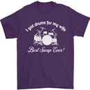 Drums for My Wife Drummer Drumming Mens T-Shirt Cotton Gildan Purple