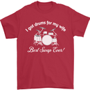 Drums for My Wife Drummer Drumming Mens T-Shirt Cotton Gildan Red
