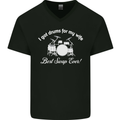 Drums for My Wife Drummer Drumming Mens V-Neck Cotton T-Shirt Black