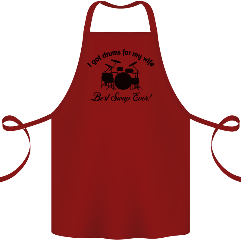 Drums for My Wife Drumming Drummer Cotton Apron 100% Organic Maroon