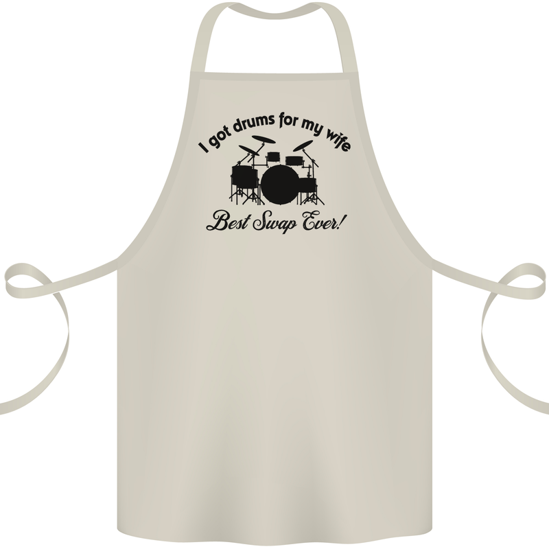 Drums for My Wife Drumming Drummer Cotton Apron 100% Organic Natural
