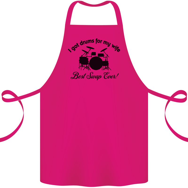Drums for My Wife Drumming Drummer Cotton Apron 100% Organic Pink