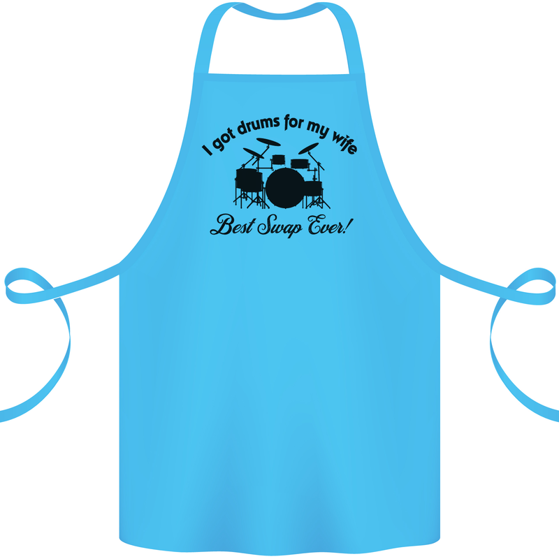 Drums for My Wife Drumming Drummer Cotton Apron 100% Organic Turquoise