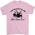 Drums for My Wife Drumming Drummer Mens T-Shirt Cotton Gildan Light Pink