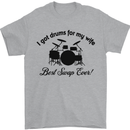 Drums for My Wife Drumming Drummer Mens T-Shirt Cotton Gildan Sports Grey