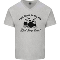 Drums for My Wife Drumming Drummer Mens V-Neck Cotton T-Shirt Sports Grey