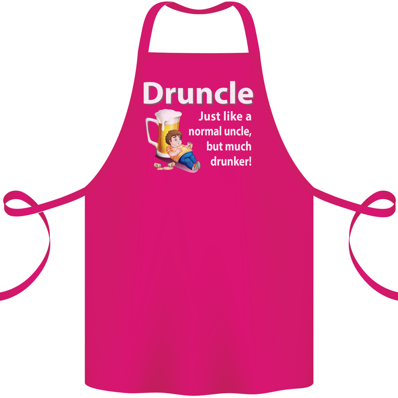 Druncle Like a Normal Uncle's Day Funny Cotton Apron 100% Organic Pink
