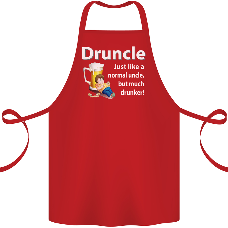 Druncle Like a Normal Uncle's Day Funny Cotton Apron 100% Organic Red