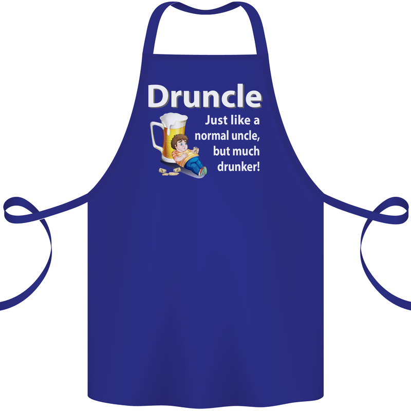 Druncle Like a Normal Uncle's Day Funny Cotton Apron 100% Organic Royal Blue