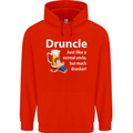Druncle Like a Normal Uncle's Day Funny Mens 80% Cotton Hoodie Bright Red