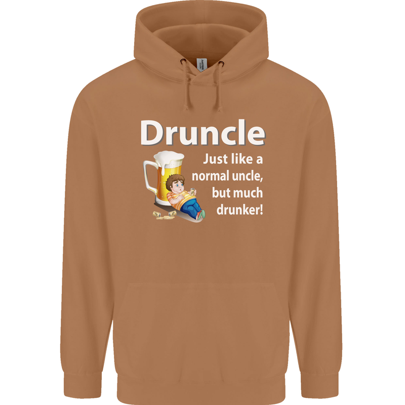 Druncle Like a Normal Uncle's Day Funny Mens 80% Cotton Hoodie Caramel Latte