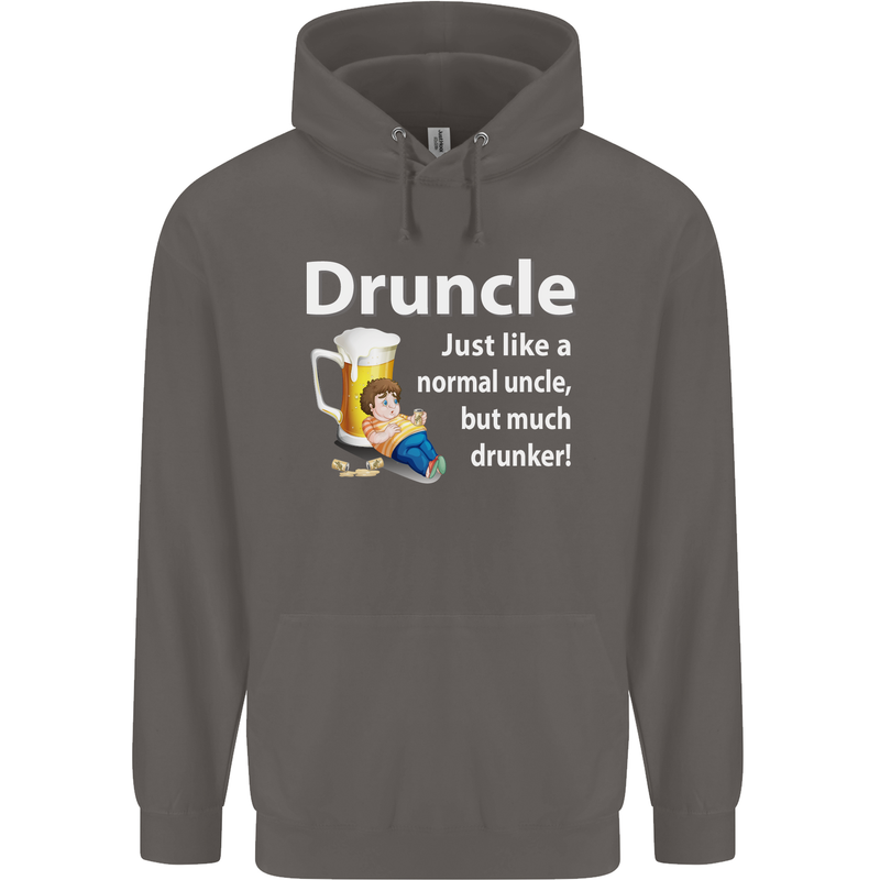 Druncle Like a Normal Uncle's Day Funny Mens 80% Cotton Hoodie Charcoal