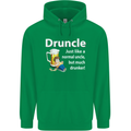 Druncle Like a Normal Uncle's Day Funny Mens 80% Cotton Hoodie Irish Green