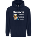 Druncle Like a Normal Uncle's Day Funny Mens 80% Cotton Hoodie Navy Blue