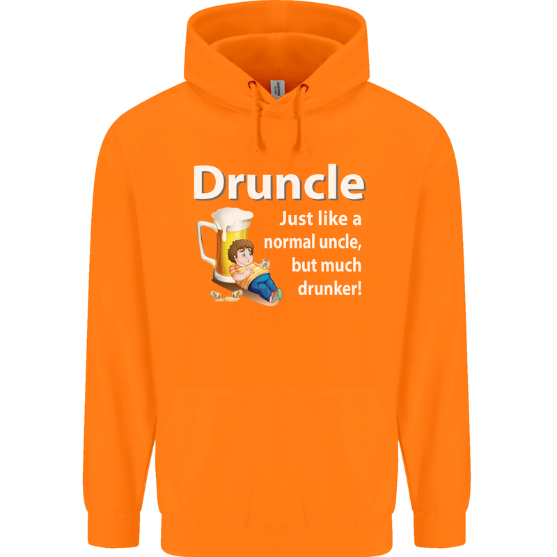 Druncle Like a Normal Uncle's Day Funny Mens 80% Cotton Hoodie Orange