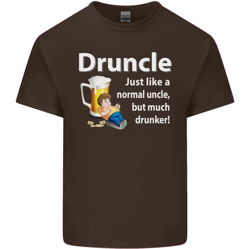 Druncle Like a Normal Uncle's Day Funny Mens Cotton T-Shirt Tee Top Dark Chocolate