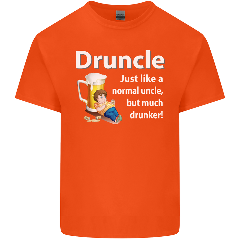 Druncle Like a Normal Uncle's Day Funny Mens Cotton T-Shirt Tee Top Orange