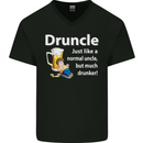 Druncle Like a Normal Uncle's Day Funny Mens V-Neck Cotton T-Shirt Black