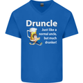 Druncle Like a Normal Uncle's Day Funny Mens V-Neck Cotton T-Shirt Royal Blue