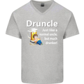 Druncle Like a Normal Uncle's Day Funny Mens V-Neck Cotton T-Shirt Sports Grey