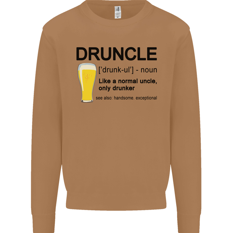 Druncle Uncle Funny Beer Alcohol Day Mens Sweatshirt Jumper Caramel Latte