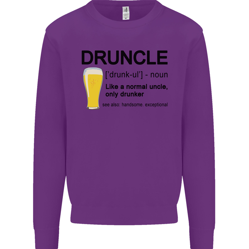 Druncle Uncle Funny Beer Alcohol Day Mens Sweatshirt Jumper Purple