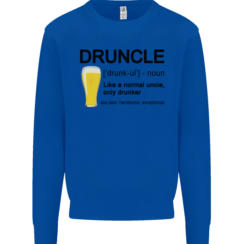 Druncle Uncle Funny Beer Alcohol Day Mens Sweatshirt Jumper Royal Blue