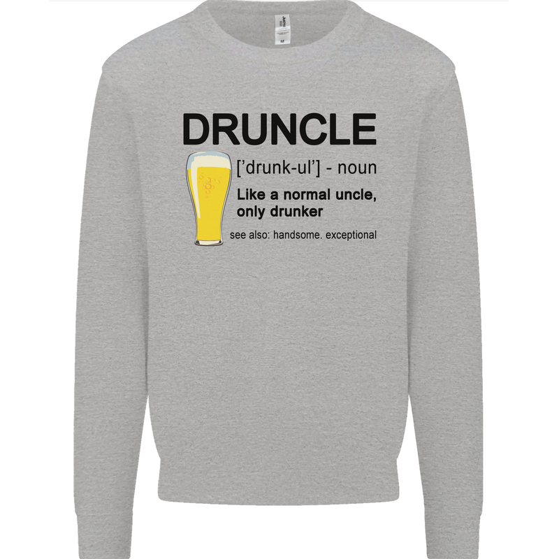 Druncle Uncle Funny Beer Alcohol Day Mens Sweatshirt Jumper Sports Grey