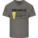 Druncle Uncle Funny Beer Alcohol Day Mens V-Neck Cotton T-Shirt Charcoal