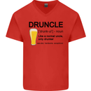 Druncle Uncle Funny Beer Alcohol Day Mens V-Neck Cotton T-Shirt Red