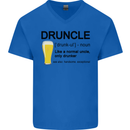 Druncle Uncle Funny Beer Alcohol Day Mens V-Neck Cotton T-Shirt Royal Blue