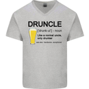 Druncle Uncle Funny Beer Alcohol Day Mens V-Neck Cotton T-Shirt Sports Grey