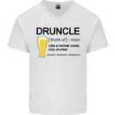 Druncle Uncle Funny Beer Alcohol Day Mens V-Neck Cotton T-Shirt White