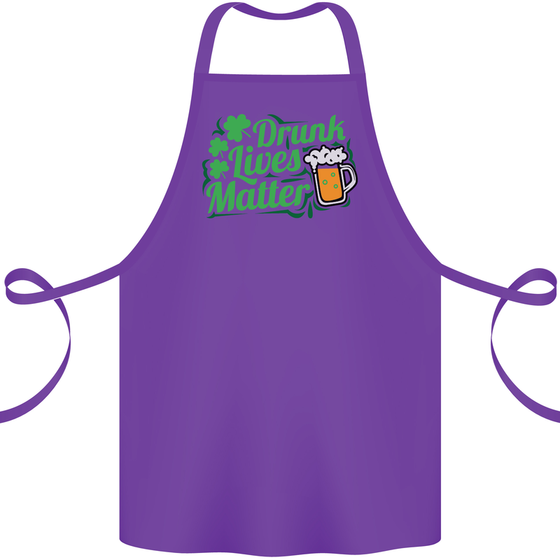 Drunk Lives Matter St. Patrick's Day Cotton Apron 100% Organic Purple
