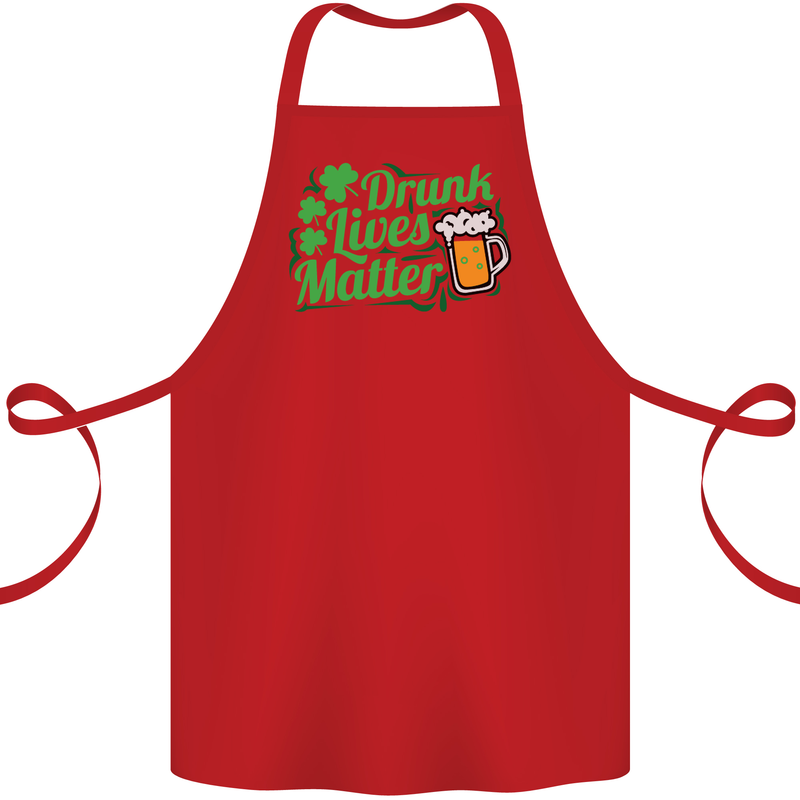 Drunk Lives Matter St. Patrick's Day Cotton Apron 100% Organic Red