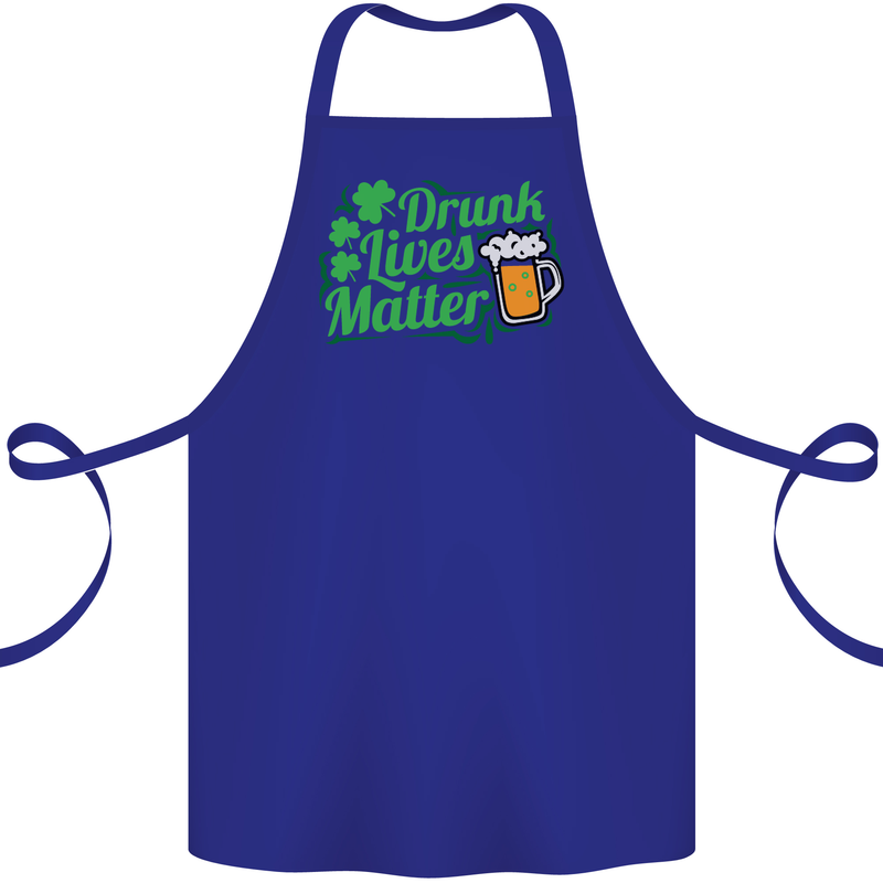 Drunk Lives Matter St. Patrick's Day Cotton Apron 100% Organic Royal Blue