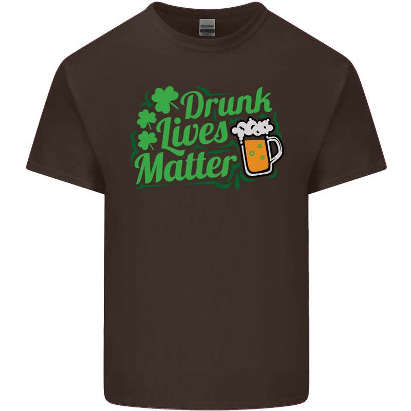 Drunk Lives Matter St. Patrick's Day Mens Cotton T-Shirt Tee Top Dark Chocolate