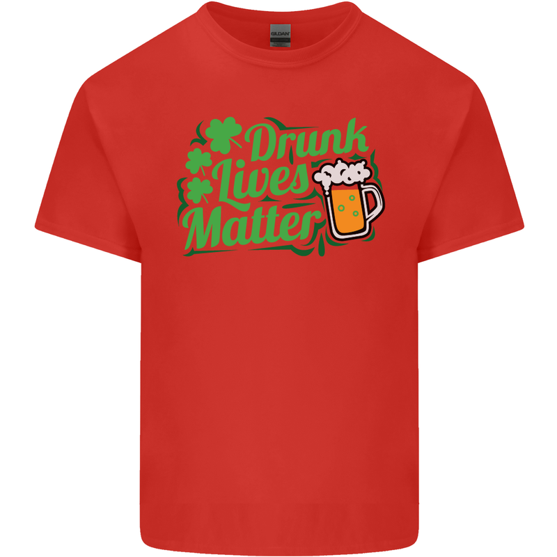 Drunk Lives Matter St. Patrick's Day Mens Cotton T-Shirt Tee Top Red