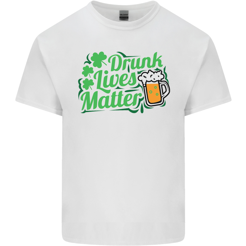 Drunk Lives Matter St. Patrick's Day Mens Cotton T-Shirt Tee Top White