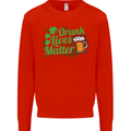 Drunk Lives Matter St. Patrick's Day Mens Sweatshirt Jumper Bright Red
