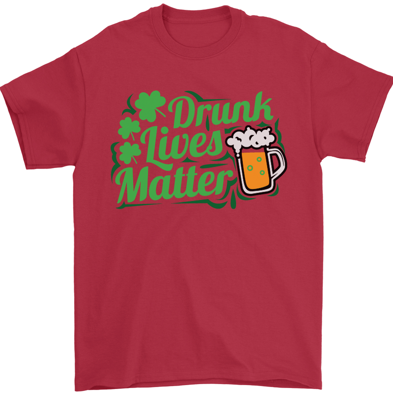 Drunk Lives Matter St. Patrick's Day Mens T-Shirt Cotton Gildan Red