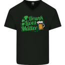 Drunk Lives Matter St. Patrick's Day Mens V-Neck Cotton T-Shirt Black