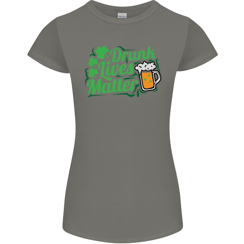 Drunk Lives Matter St. Patrick's Day Womens Petite Cut T-Shirt Charcoal