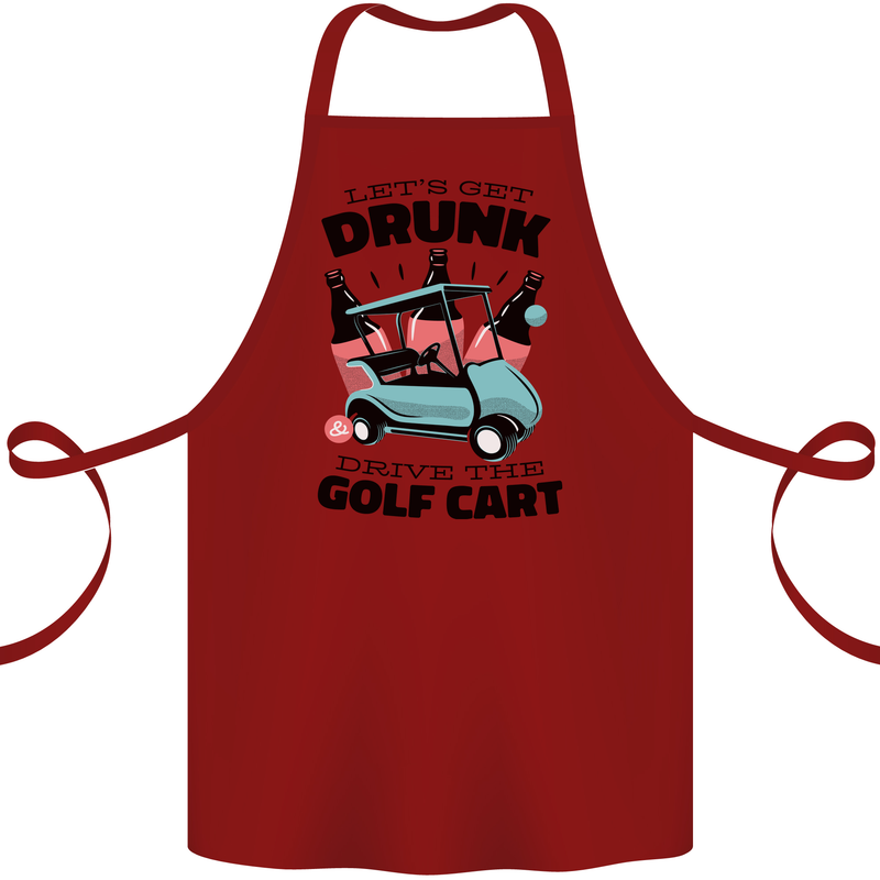 Drunk & Drive the Golf Cart Funny Golfer Cotton Apron 100% Organic Maroon
