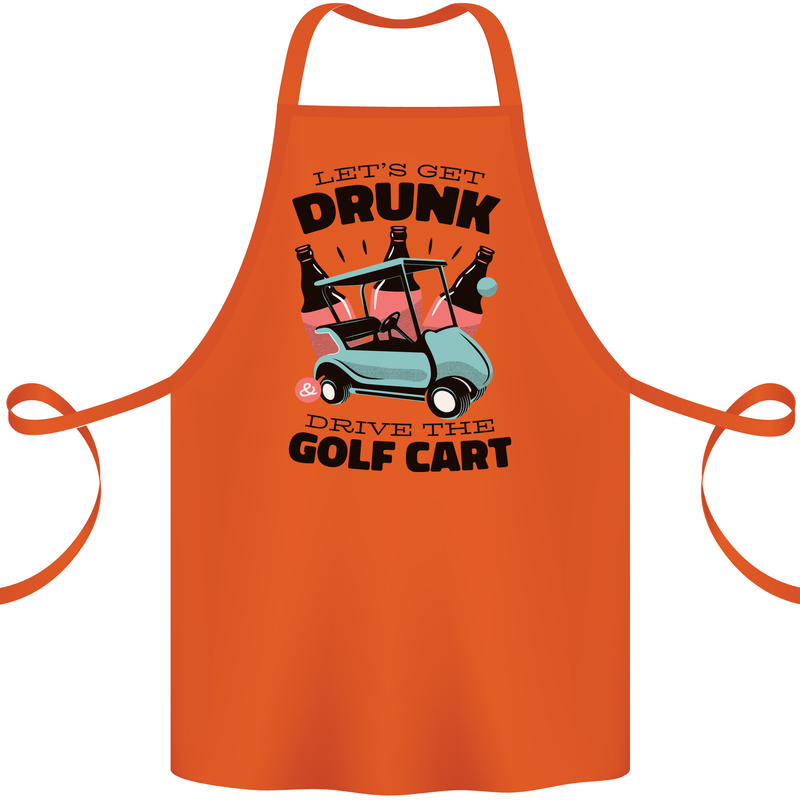 Drunk & Drive the Golf Cart Funny Golfer Cotton Apron 100% Organic Orange