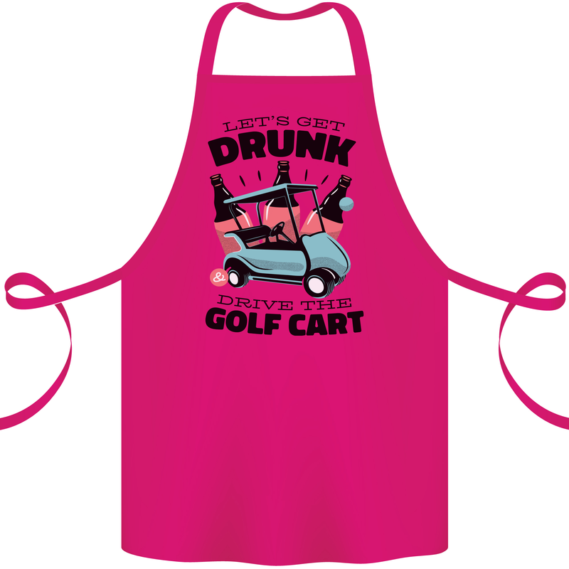 Drunk & Drive the Golf Cart Funny Golfer Cotton Apron 100% Organic Pink