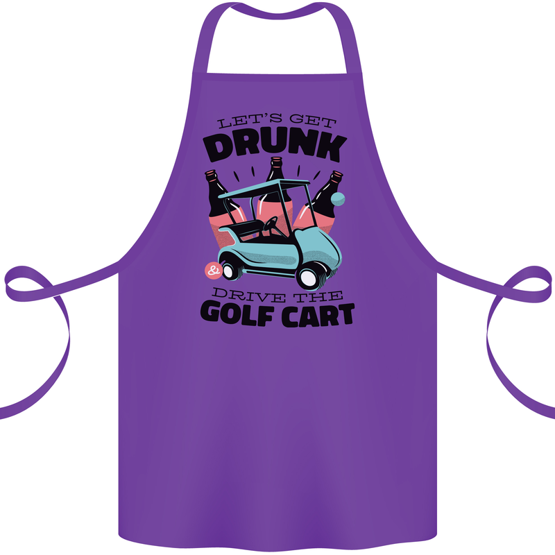 Drunk & Drive the Golf Cart Funny Golfer Cotton Apron 100% Organic Purple