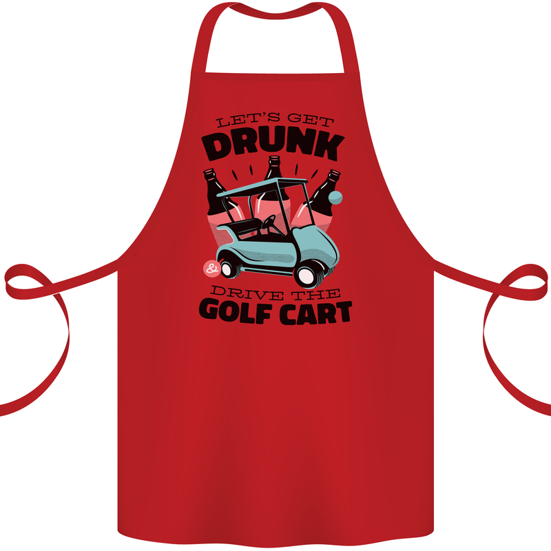 Drunk & Drive the Golf Cart Funny Golfer Cotton Apron 100% Organic Red