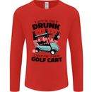 Drunk & Drive the Golf Cart Funny Golfer Mens Long Sleeve T-Shirt Red